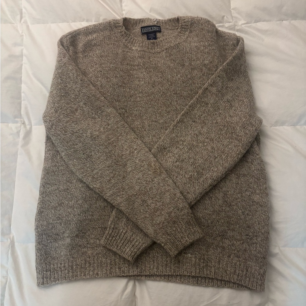 Vintage Lands End Heathered Tan Crewneck Sweater